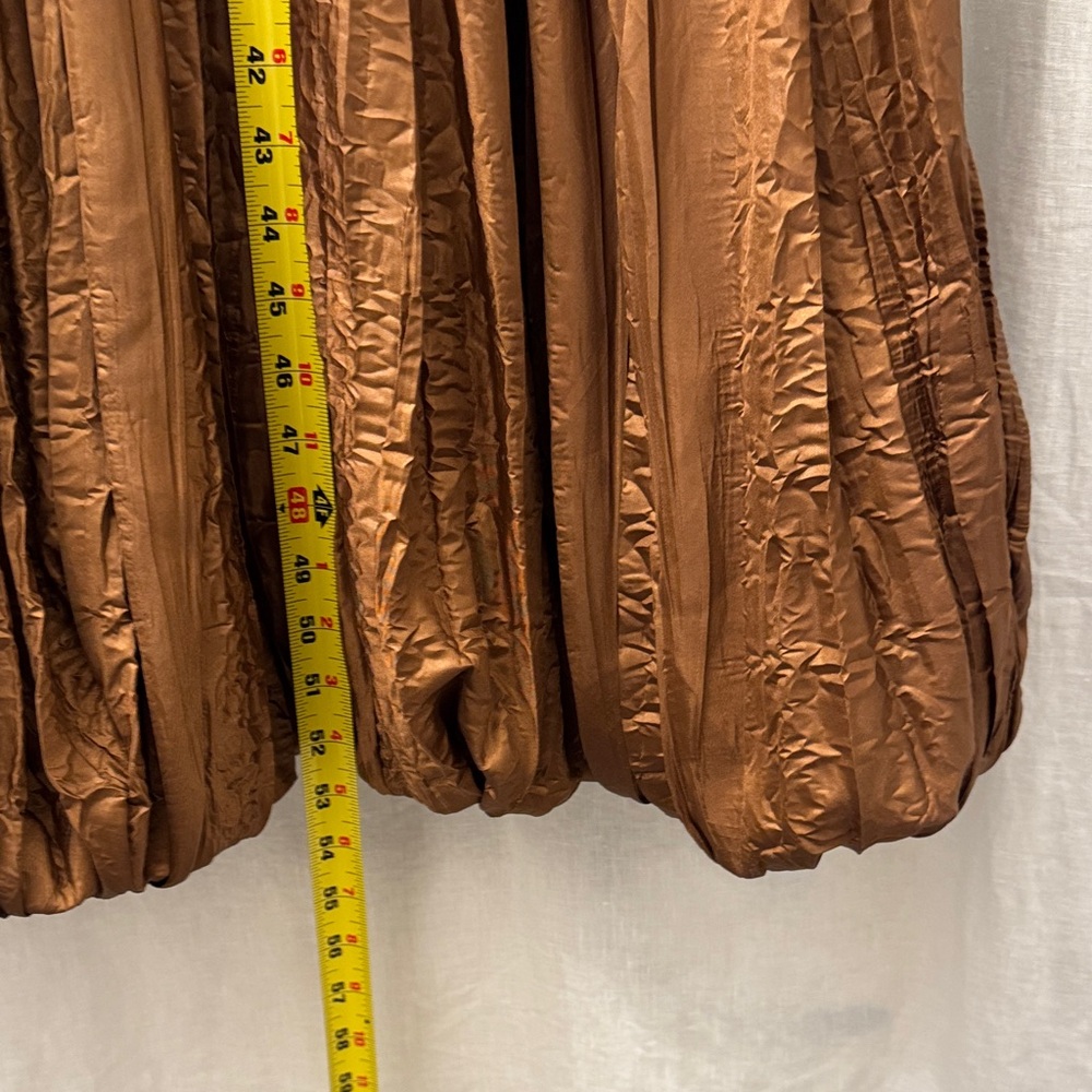 RAY HARRIS London Bubble Hem Maxi Dress Shimmer Brown V-Neck Plisse Crinkle O/S - Picture 8 of 10